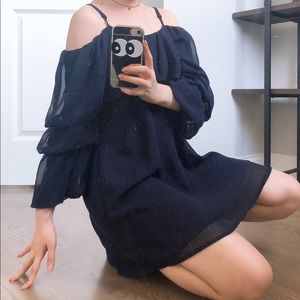 Blue chiffon balloon tier dress